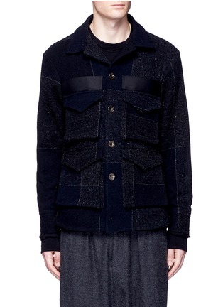 Main View - Click To Enlarge - SONG FOR THE MUTE - Check pocket wool shirt jacket