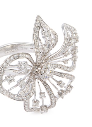 Detail View - Click To Enlarge - LAZARE KAPLAN - Diamond 18k white gold openwork flower ring