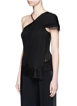 Front View - Click To Enlarge - GIVENCHY - Curb chain neck lace trim one-shoulder knit top