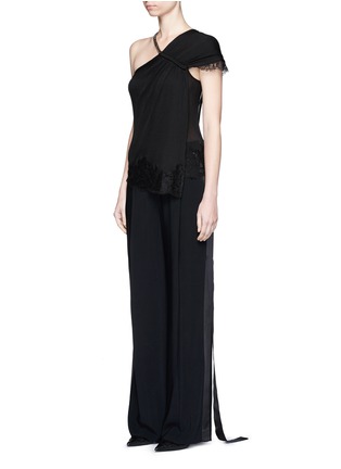 Figure View - Click To Enlarge - GIVENCHY - Curb chain neck lace trim one-shoulder knit top