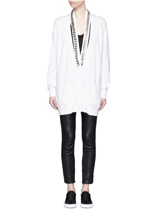 Main View - Click To Enlarge - GIVENCHY - Chain cutout oversize cashmere-silk cardigan