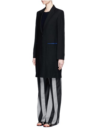 Front View - Click To Enlarge - ACNE STUDIOS - 'Blair' contrast trim crepe tailored long coat