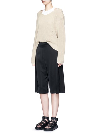 Figure View - Click To Enlarge - ACNE STUDIOS - 'Caryn Combo' foldover pleat shorts