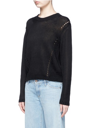 Front View - Click To Enlarge - ACNE STUDIOS - 'Phora Chunky' open weave stripe linen sweater