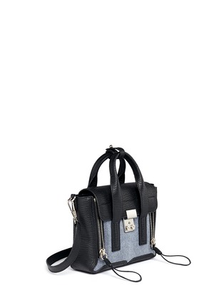 Front View - Click To Enlarge - 3.1 PHILLIP LIM - 'Pashli' mini denim panel leather satchel