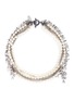 Main View - Click To Enlarge - VENNA - Crystal star faux pearl chain link leaf necklace