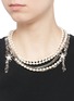 Figure View - Click To Enlarge - VENNA - Crystal star faux pearl chain link leaf necklace