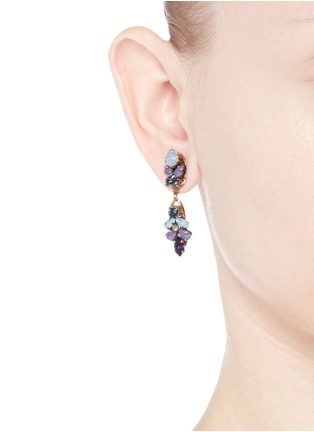 Figure View - Click To Enlarge - ERICKSON BEAMON - 'I Do' leaf stone drop earrings
