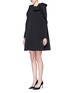 Front View - Click To Enlarge - LANVIN - Oversize bow puff shoulder faille coat