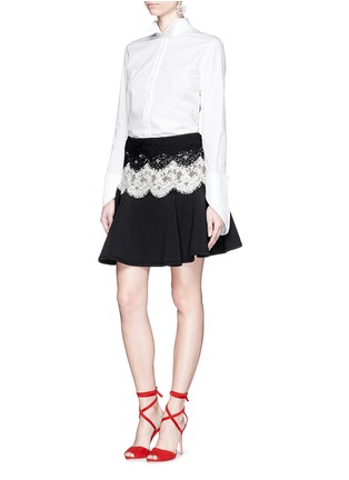 Figure View - Click To Enlarge - LANVIN - Lace appliqué neoprene flare skirt