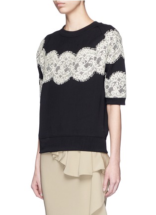 Front View - Click To Enlarge - LANVIN - Scalloped lace appliqué boxy top