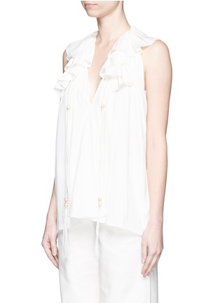 Front View - Click To Enlarge - LANVIN - Ruffle drawstring neck satin top