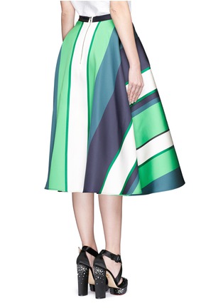 Back View - Click To Enlarge - LANVIN - Colourblock stripe Duchesse satin flare skirt