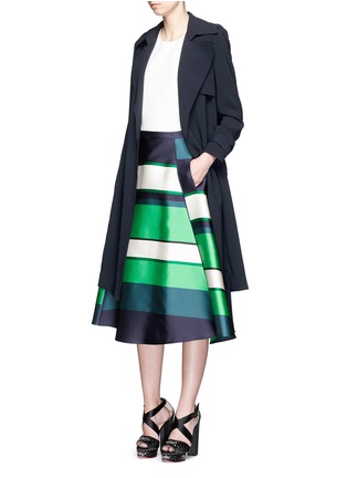 Figure View - Click To Enlarge - LANVIN - Colourblock stripe Duchesse satin flare skirt