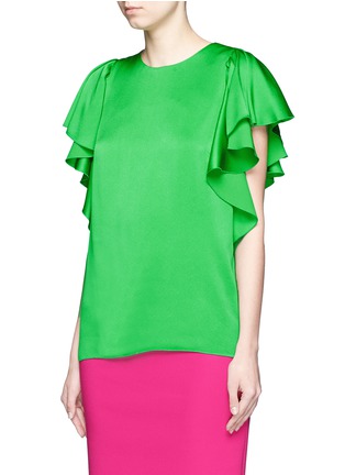 Front View - Click To Enlarge - LANVIN - Ruffle sleeve satin crepe top