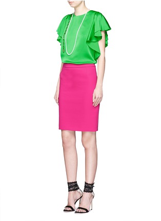 Figure View - Click To Enlarge - LANVIN - Ruffle sleeve satin crepe top