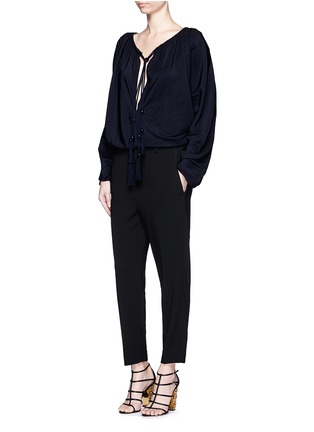 Figure View - Click To Enlarge - LANVIN - Drawstring neck washed satin top