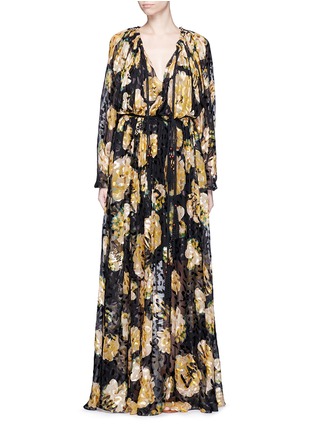 Main View - Click To Enlarge - LANVIN - Leopard devoré floral print silk chiffon dress