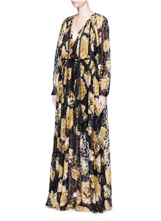 Figure View - Click To Enlarge - LANVIN - Leopard devoré floral print silk chiffon dress
