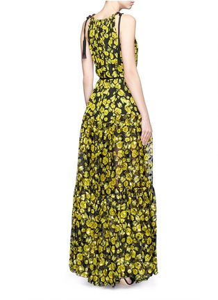 Back View - Click To Enlarge - LANVIN - Forget-me-not logo print silk chiffon fil coupé gown