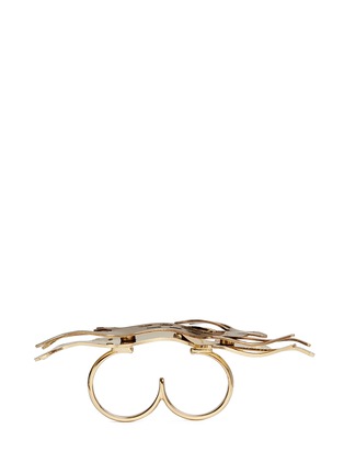 Detail View - Click To Enlarge - LANVIN - Rabbit cutout brass double finger ring