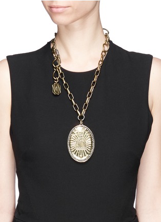 Figure View - Click To Enlarge - LANVIN - Oversize crystal cameo brooch pendant necklace