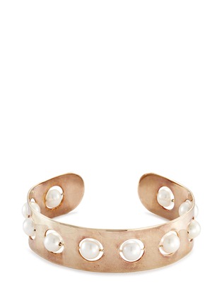 Main View - Click To Enlarge - DELFINA DELETTREZ - 'Complex Roll In Stones' freshwater pearl gold silver bangle
