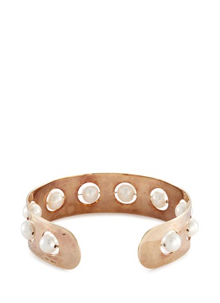 Figure View - Click To Enlarge - DELFINA DELETTREZ - 'Complex Roll In Stones' freshwater pearl gold silver bangle