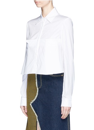 Front View - Click To Enlarge - JINNNN - Box pleated cropped poplin shirt