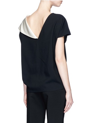 Back View - Click To Enlarge - LANVIN - Asymmetric sleeve satin crepe top