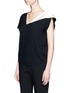 Front View - Click To Enlarge - LANVIN - Asymmetric sleeve satin crepe top