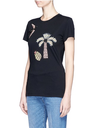 Front View - Click To Enlarge - VALENTINO GARAVANI - Palm tree and bird bonded motif T-shirt