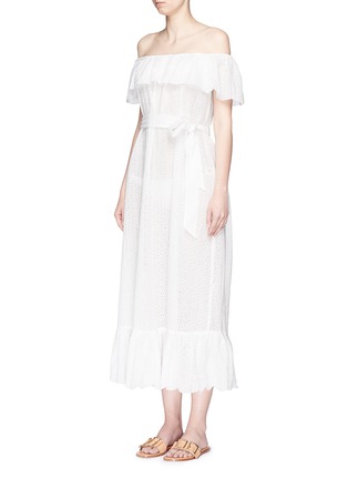 Front View - Click To Enlarge - MARYSIA - 'Victoria' ruffle overlay broderie anglaise off-shoulder dress