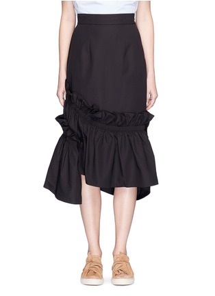 Main View - Click To Enlarge - SHUSHU/TONG - Asymmetric ruffle cotton pencil skirt
