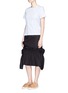 Figure View - Click To Enlarge - SHUSHU/TONG - Asymmetric ruffle cotton pencil skirt