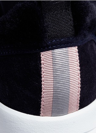 Detail View - Click To Enlarge - MSGM - Faux fur trim suede neoprene sneakers