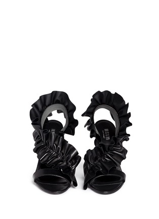 Front View - Click To Enlarge - MSGM - Ruffle strap leather sandals