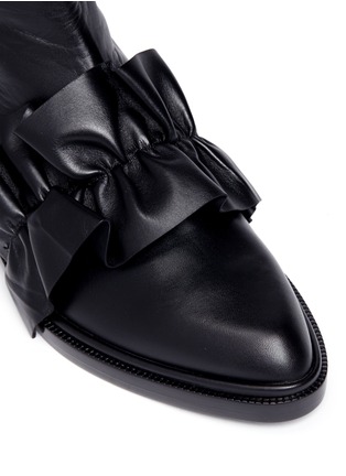 Detail View - Click To Enlarge - MSGM - Oversized ruffle front leather ankle boots