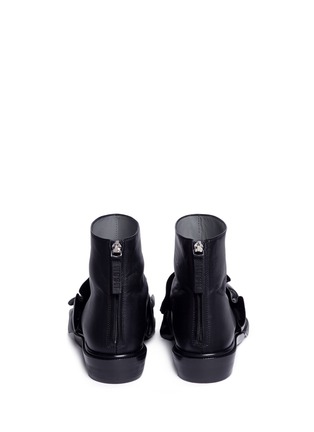 Back View - Click To Enlarge - MSGM - Oversized ruffle front leather ankle boots