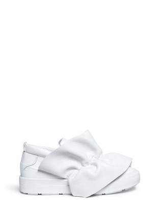 Main View - Click To Enlarge - MSGM - Oversized ruffle front leather skate slip-ons