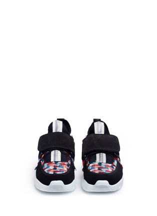 Front View - Click To Enlarge - MSGM - Bouclé tweed suede neoprene sneakers