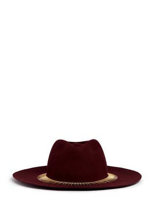 Main View - Click To Enlarge - VENNA - Zircon pavé spike fringe felt fedora hat