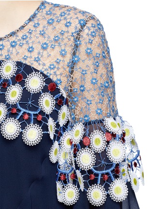 Detail View - Click To Enlarge - PETER PILOTTO - Floral lace ruffle silk georgette dress