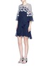 Figure View - Click To Enlarge - PETER PILOTTO - Floral lace ruffle silk georgette dress