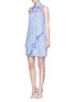 Figure View - Click To Enlarge - PETER PILOTTO - Ruffle front floral lace cotton shirt dress