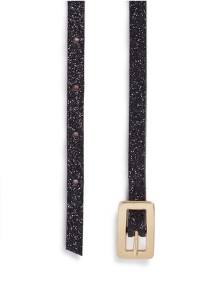 Detail View - Click To Enlarge - MAISON BOINET - Metal plate glitter leather skinny belt