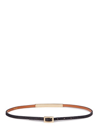 Main View - Click To Enlarge - MAISON BOINET - Metal plate glitter leather skinny belt