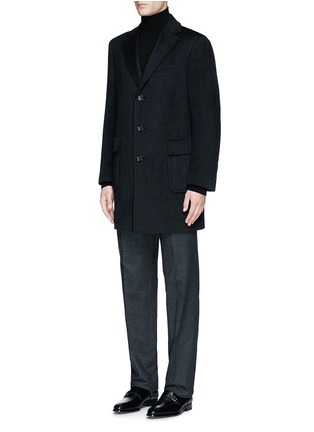 Front View - Click To Enlarge - CANALI - 'Kei' cashmere-chinchilla flannel coat