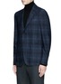 Front View - Click To Enlarge - CANALI - Check wool-cotton jersey blazer