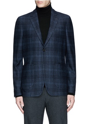 Main View - Click To Enlarge - CANALI - Check wool-cotton jersey blazer